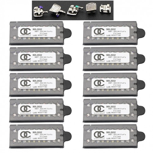 100-Pack Dental Orthodontic OC MIM Metal Brackets Braces Mini MBT 022 345 Hooks image 1