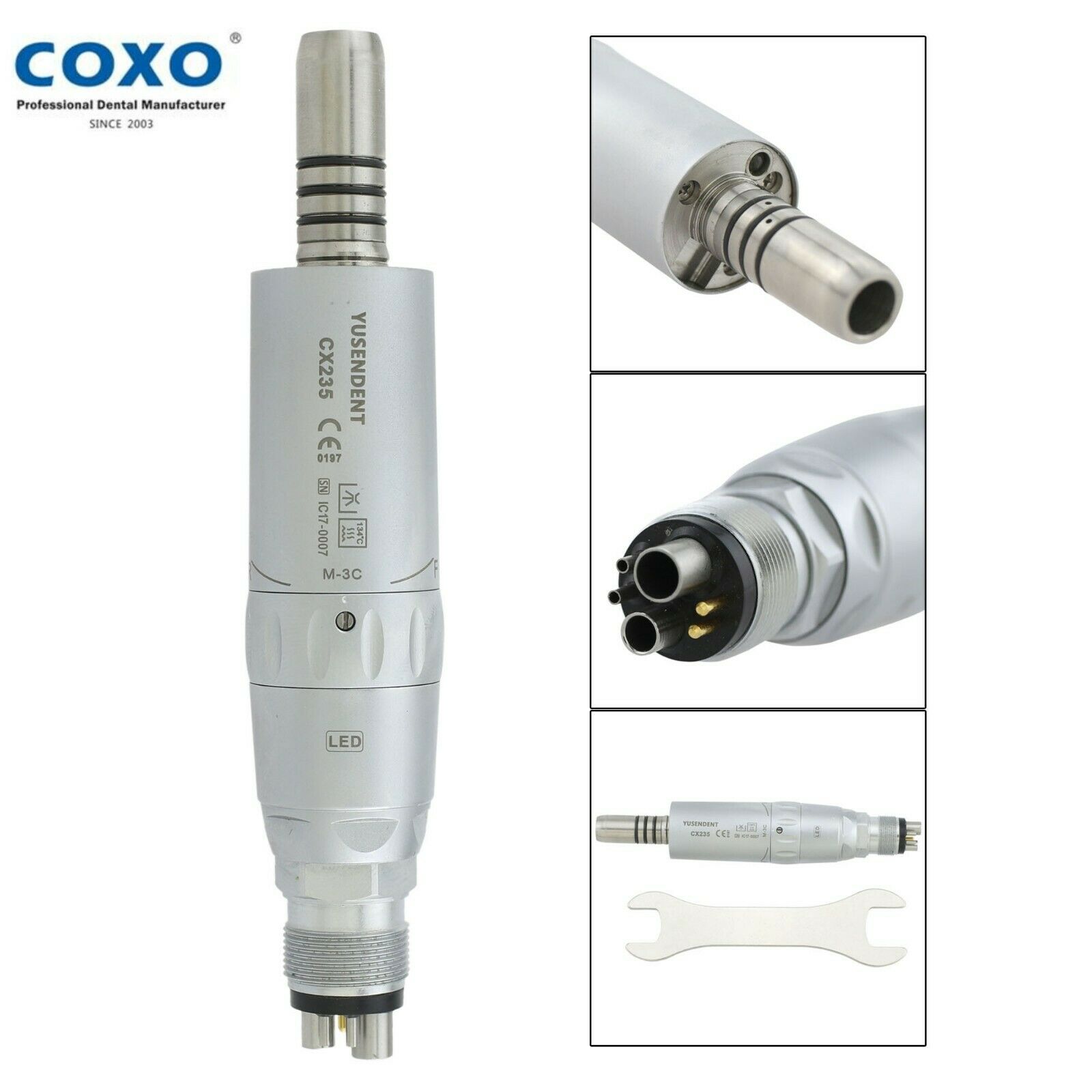 YUSENDENT COXO CX235-3C Dental LED Fiber-Optic Air Motor Handpiece 6-Hole E Type, Compatible with NSK KaVo image 2