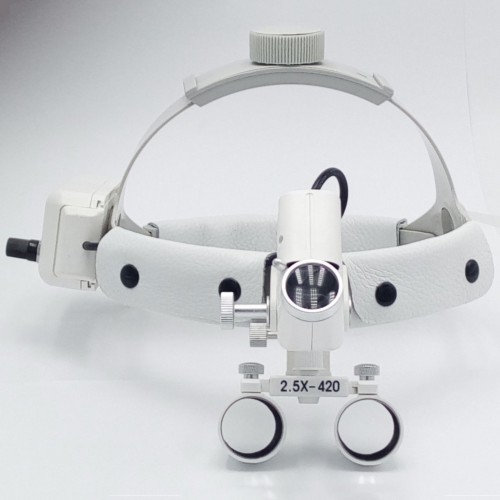 Professional Dental Surgical Medical 2.5X420mm Headband Loupe with LED Headlight DY-105 White image 1