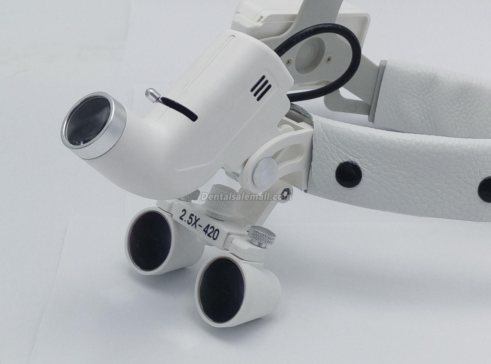 Professional Dental Surgical Medical 2.5X420mm Headband Loupe with LED Headlight DY-105 White image 3