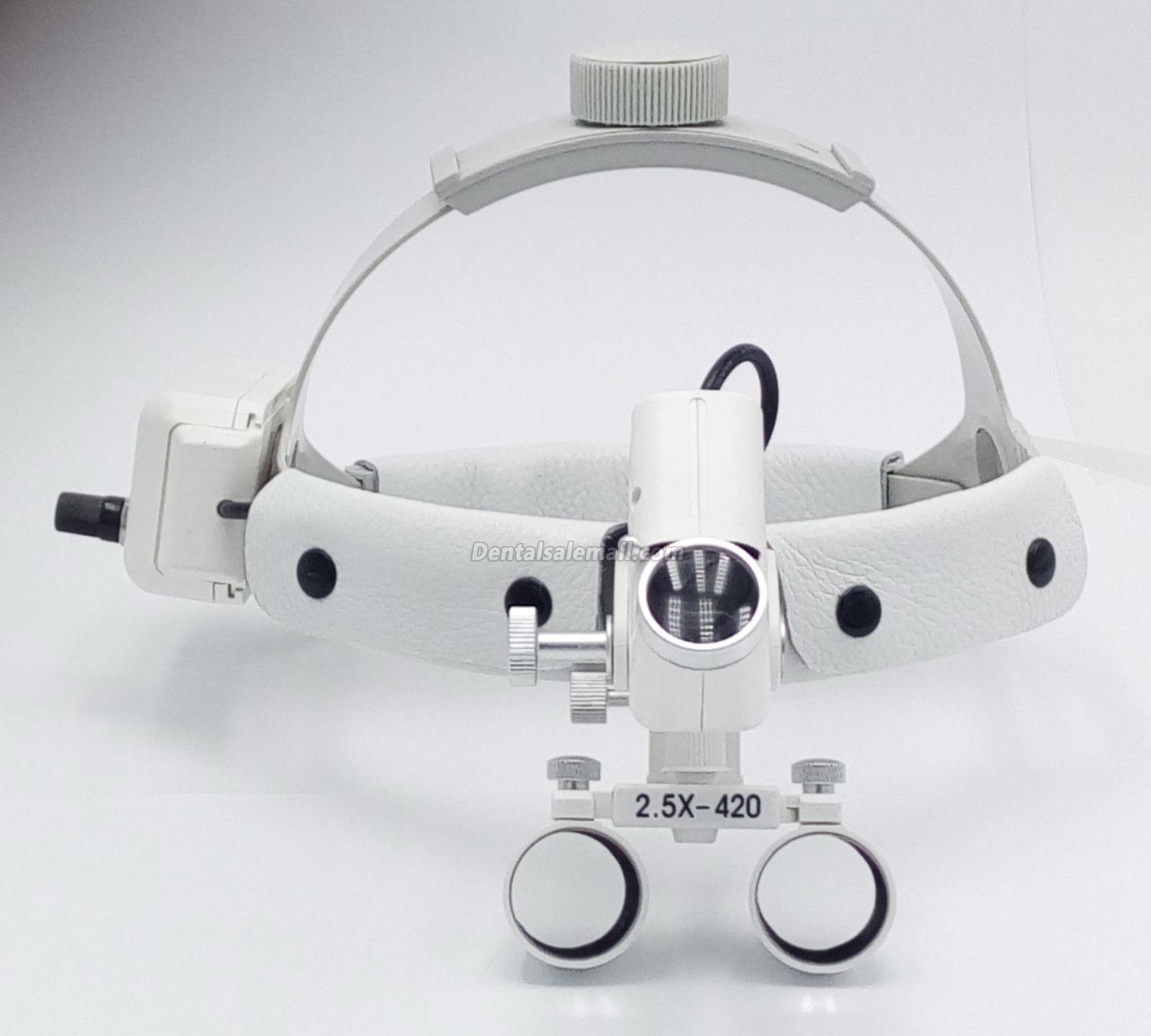 Professional Dental Surgical Medical 2.5X420mm Headband Loupe with LED Headlight DY-105 White image 4
