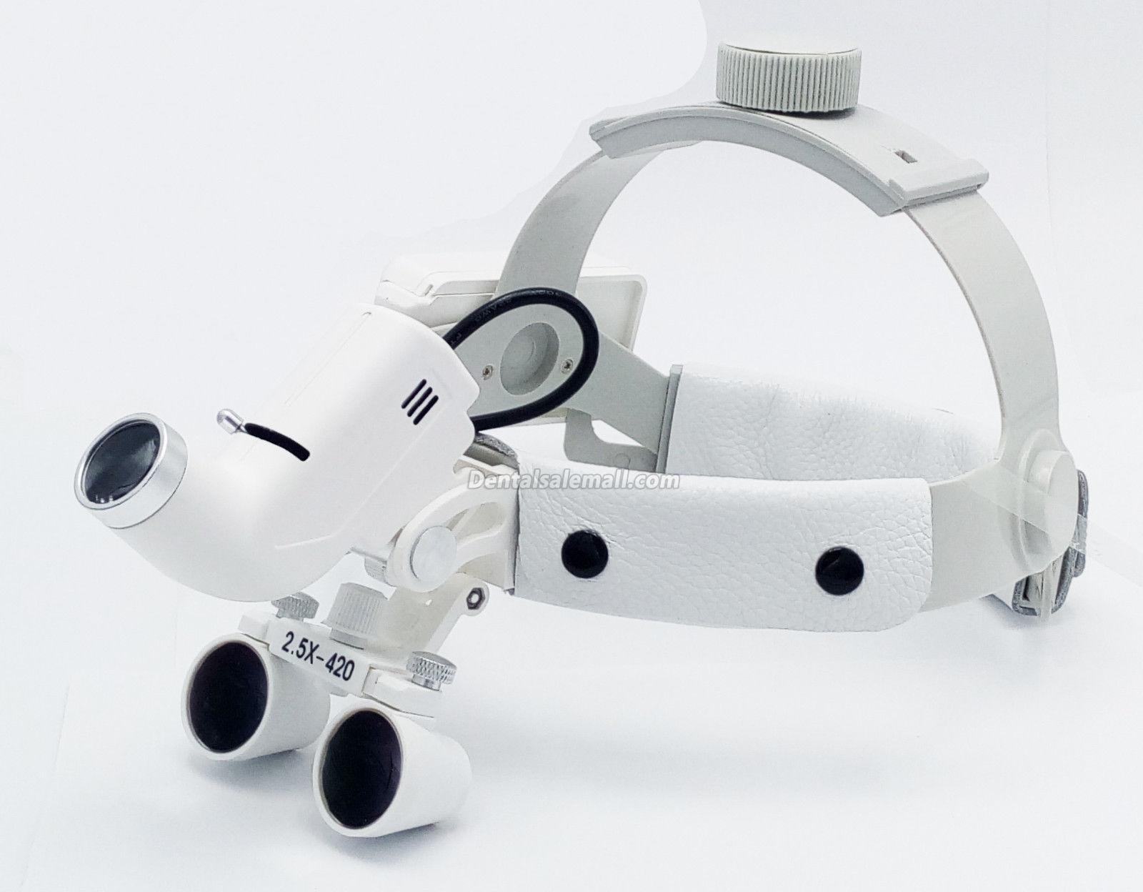 Professional Dental Surgical Medical 2.5X420mm Headband Loupe with LED Headlight DY-105 White image 6