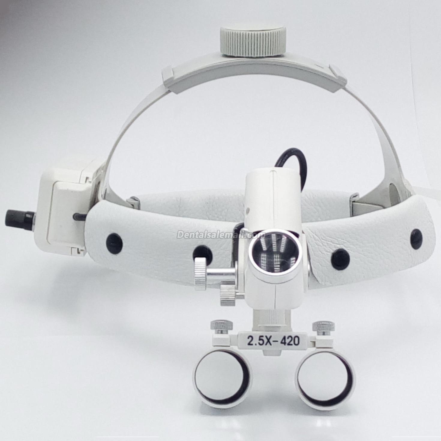 Professional Dental Surgical Medical 2.5X420mm Headband Loupe with LED Headlight DY-105 White image 2