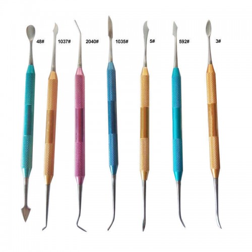 7-Piece Dental Lab Wax Plaster Carving Tool Set Stainless Steel Colorful Dentist image 1