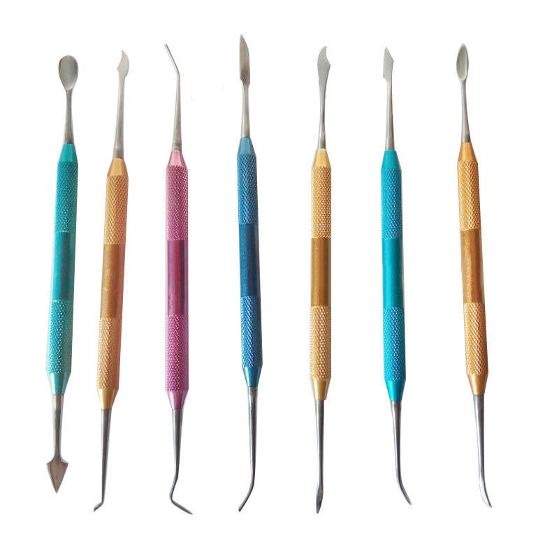 7-Piece Dental Lab Wax Plaster Carving Tool Set Stainless Steel Colorful Dentist image 3