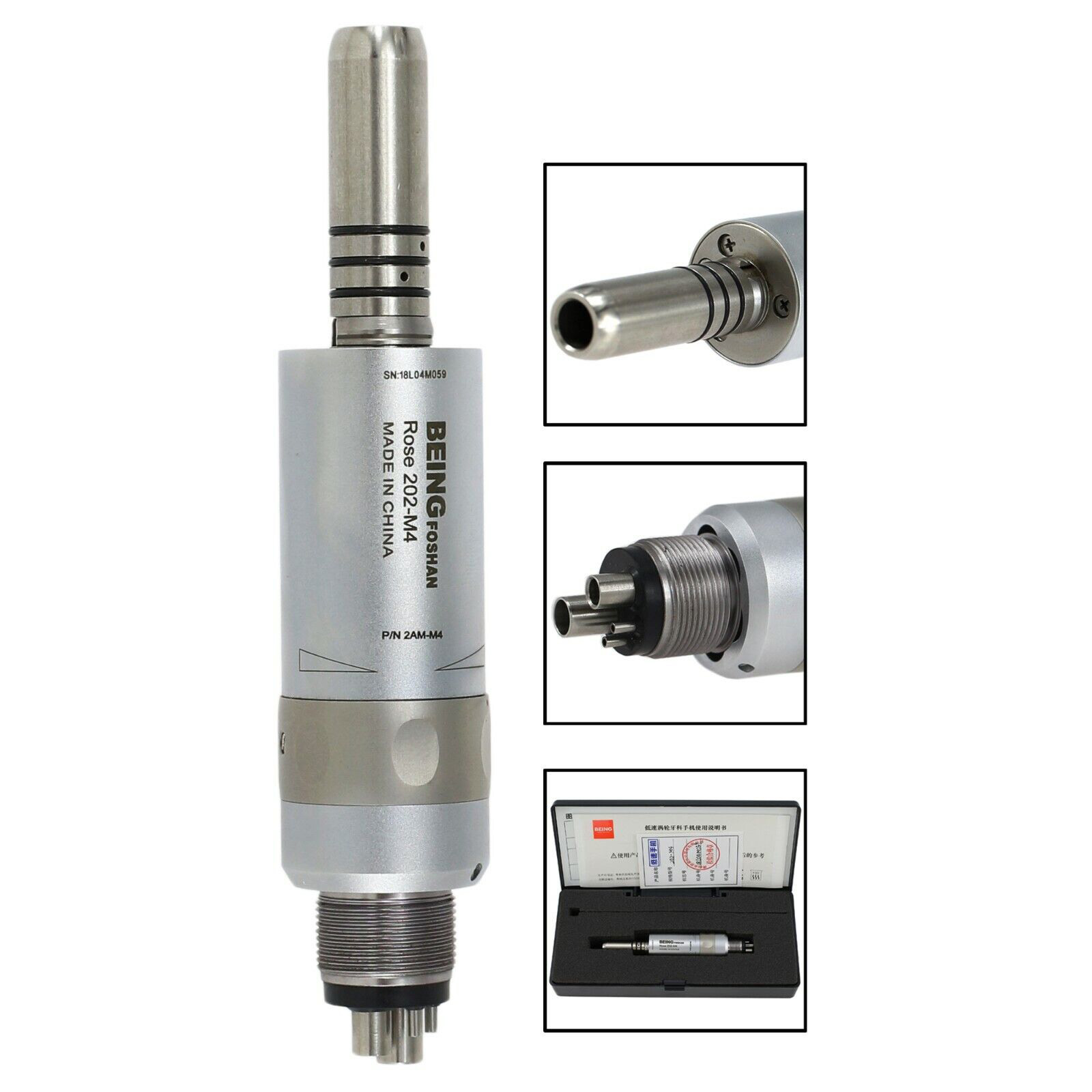 Being Rose 202AM M4-B Professional Dental Fiber-Optic Air Motor 6-Hole for Low-Speed Handpiece Inner Water E-Type image 3