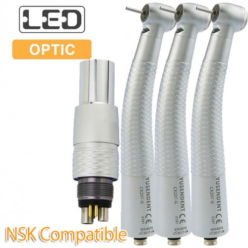 YUSENDENT® CX207-GN-PQ Professional Dental Fiber-Optic Turbine Handpiece, Compatible with NSK image 1