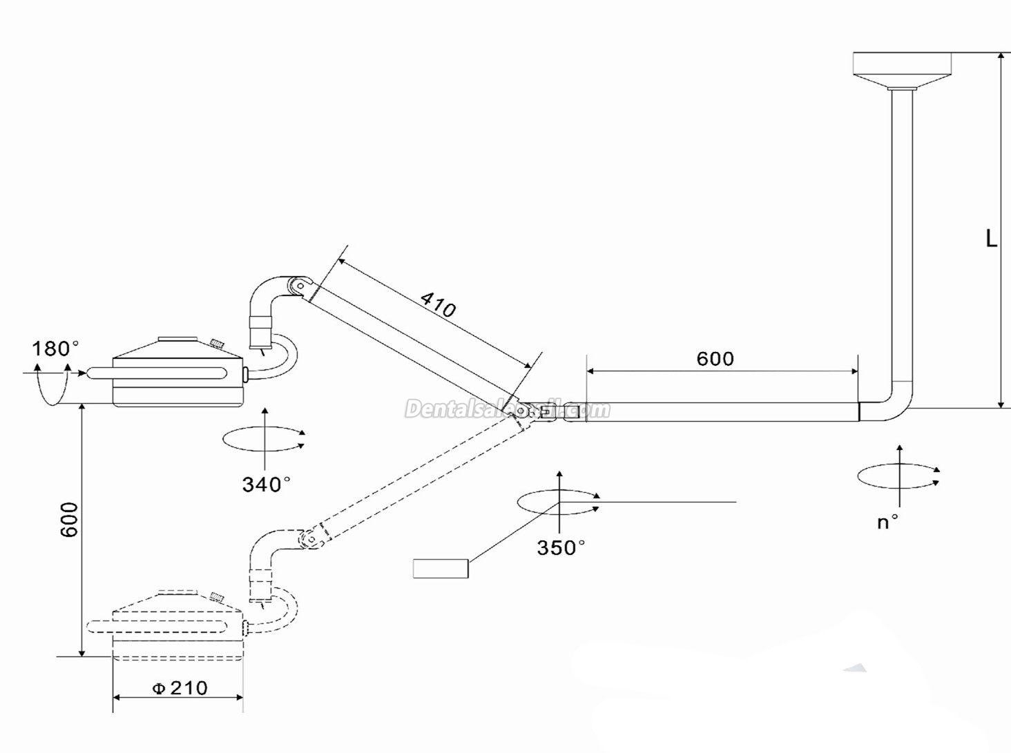 KWS 36W Ceiling Mounted Professional Dental LED Light Oral Operatory Lamp Exam Surgical Light KD-2012D-3C image 9