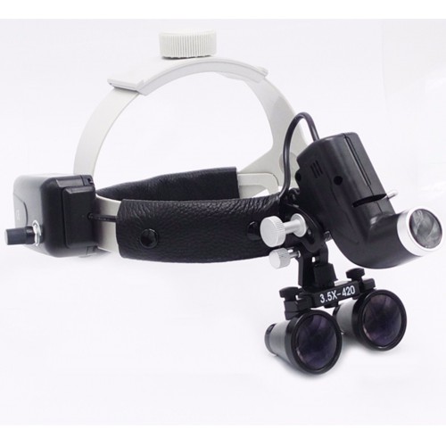 Professional Dental LED Surgical Headlight 3.5X420mm Leather Headband Loupe DY-106 image 1