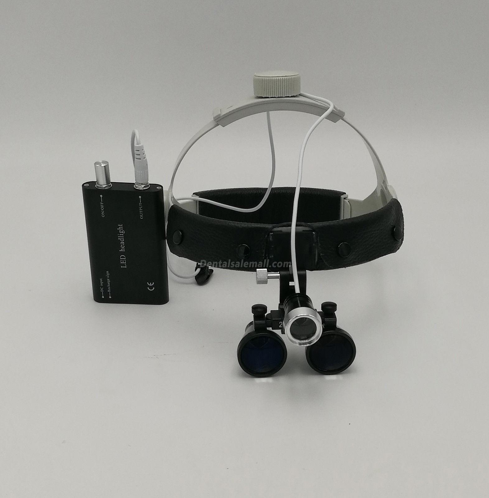 Professional Dental Surgical Binocular 2.5X420mm Leather Headband Loupe with LED Headlight image 2