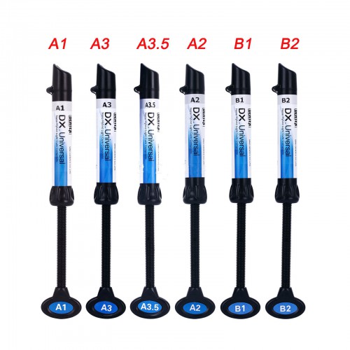 5-Piece Dental Light Curing Composite Resin Refill Syringe Dentex a1 a2 a3.5 B1 B2 image 1