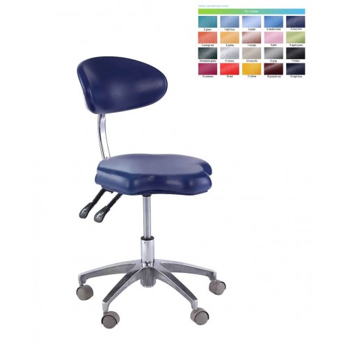 Ergonomic Mobile Rolling Professional Dental Chair Assistant Stools with Back Support & Armrest PU Saddle Stool QY90B image 1