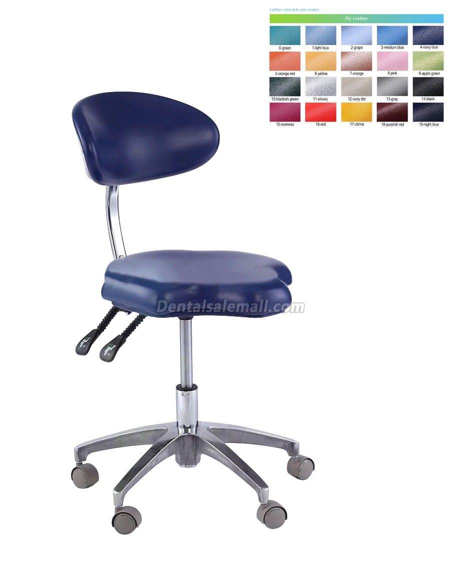 Ergonomic Mobile Rolling Professional Dental Chair Assistant Stools with Back Support & Armrest PU Saddle Stool QY90B image 2