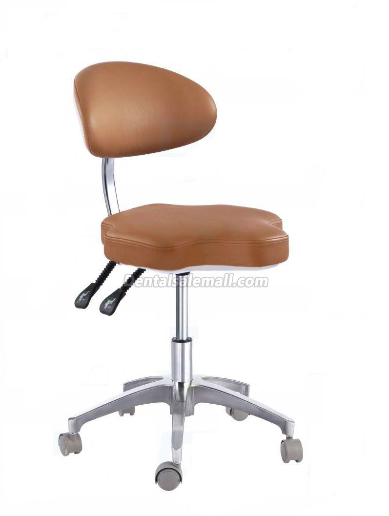 Ergonomic Mobile Rolling Professional Dental Chair Assistant Stools with Back Support & Armrest PU Saddle Stool QY90B image 5