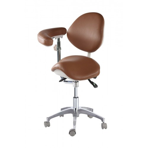 Adjustable Medical Dentist Nurse Saddle Chair Mobile Doctors' Stool PU Leather for Professional Use image 1