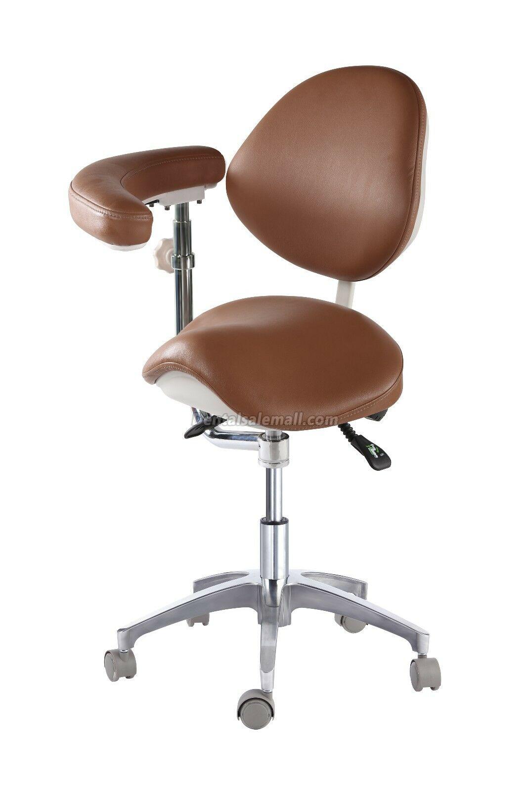 Adjustable Medical Dentist Nurse Saddle Chair Mobile Doctors' Stool PU Leather for Professional Use image 2