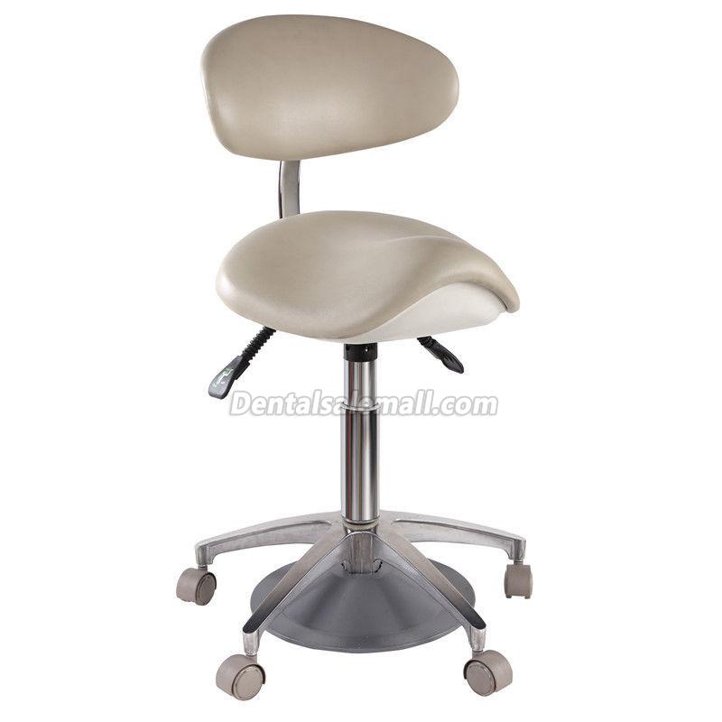 PU Leather Medical Dentist Saddle Chair Foot Controlled Mobile Doctors' Stool for Professional Use image 2