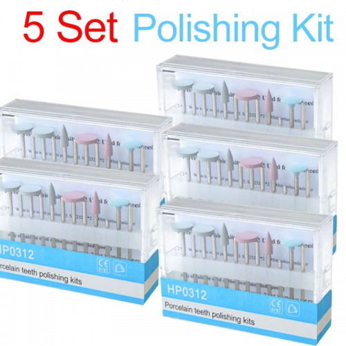 Dental Diamond Burs Porcelain Polishing Kit HP0312 for Low-Speed Contra-Angle, 5-Set Pack image 1