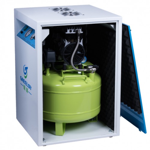 GREELOY® GA-81X Portable Professional Dental Oilless Air Compressor Oil Free with Silent Cabinet for Dental Chair Unit image 1