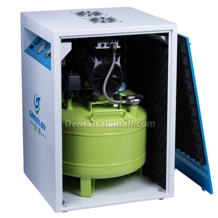 GREELOY® GA-81X Portable Professional Dental Oilless Air Compressor Oil Free with Silent Cabinet for Dental Chair Unit image 2