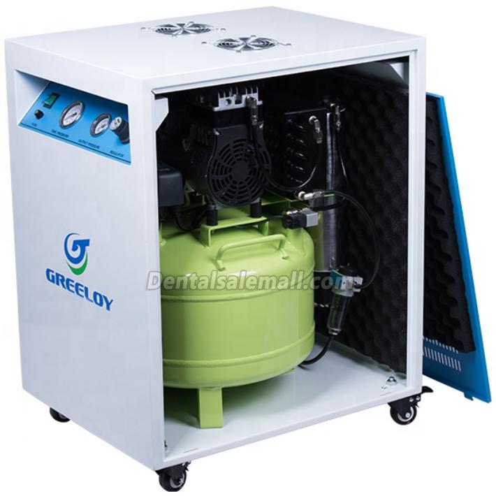 GREELOY® GA-81XY Professional Dental Oilless Oil Free Air Compressor with Dryer and Silent Cabinet for Dental Chair Unit image 2