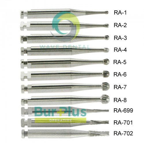 10-Piece/2-Pack Dental Operative Carbide Bur Round Taper Fissure Latch Midwest LA RA 22mm image 1