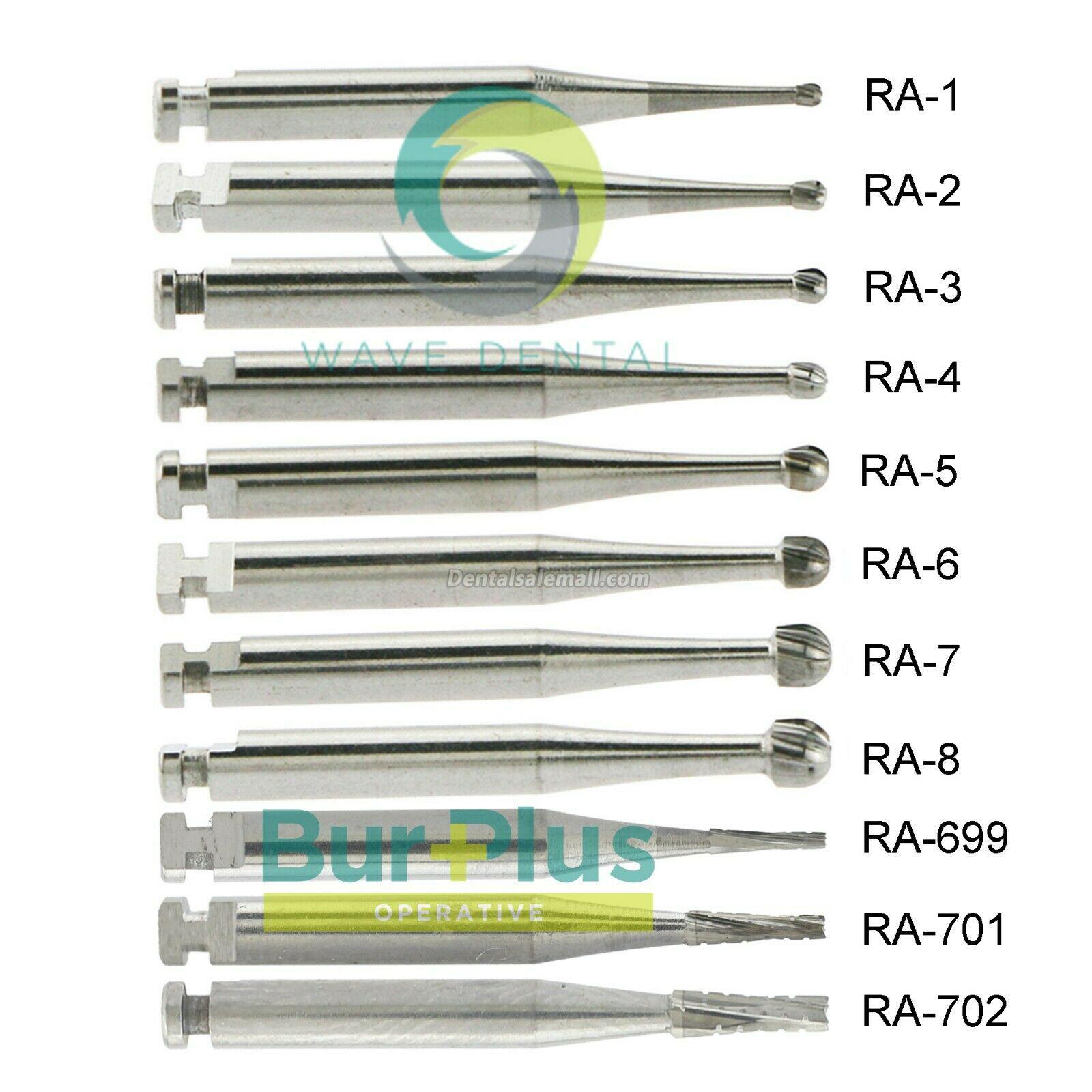 10-Piece/2-Pack Dental Operative Carbide Bur Round Taper Fissure Latch Midwest LA RA 22mm image 2