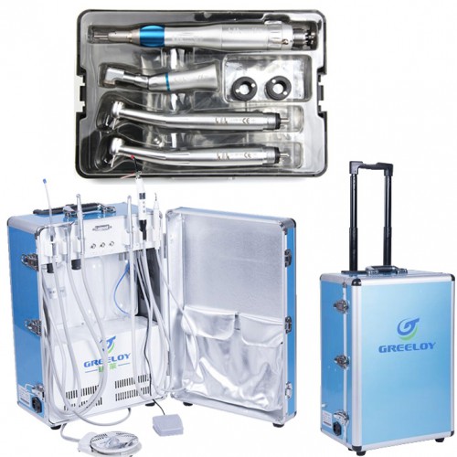 GREELOY® GU-P206 Portable Dental Unit with Scaler, Curing Light, and Handpiece Kits image 1