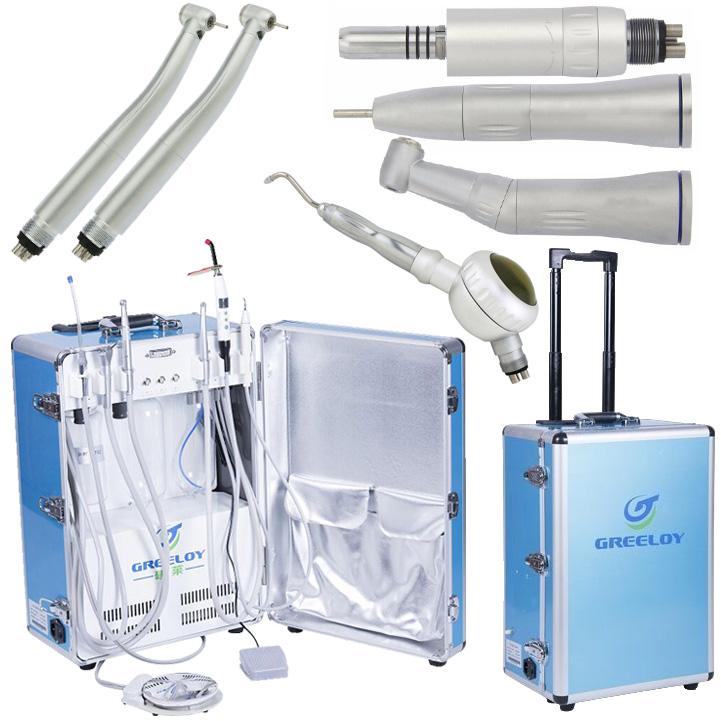 GREELOY® GU-P206 Portable Dental Unit with E-Generator, Turbine Handpiece, Low-Speed Handpiece, and Air Polisher image 2
