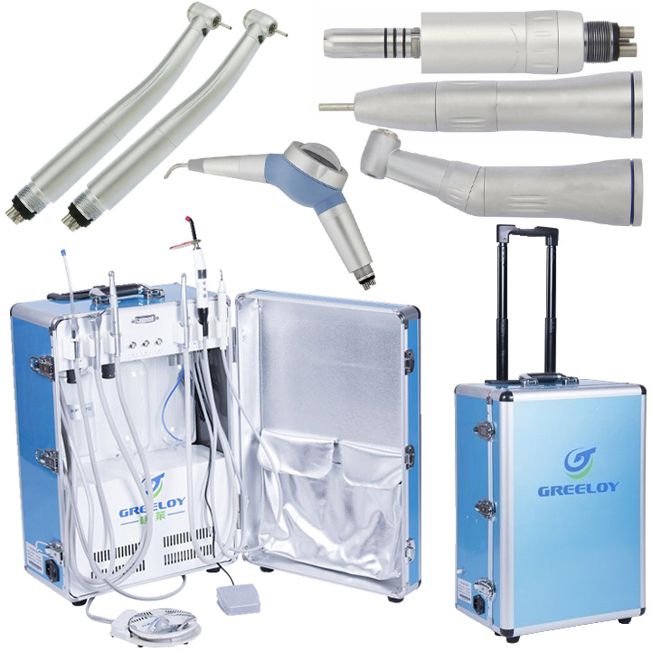 GREELOY® GU-P206 Portable Dental Unit with High-Speed Handpiece, Low-Speed Handpiece, and Air Polisher image 2