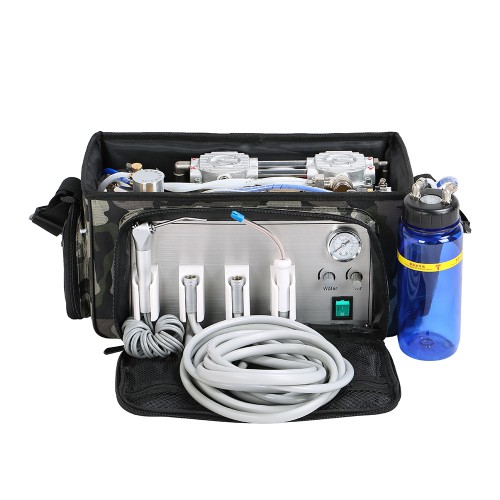 Portable Dental Unit Backpack with Compressor, 3 Way Syringe, Suction, and Tube 4H image 1