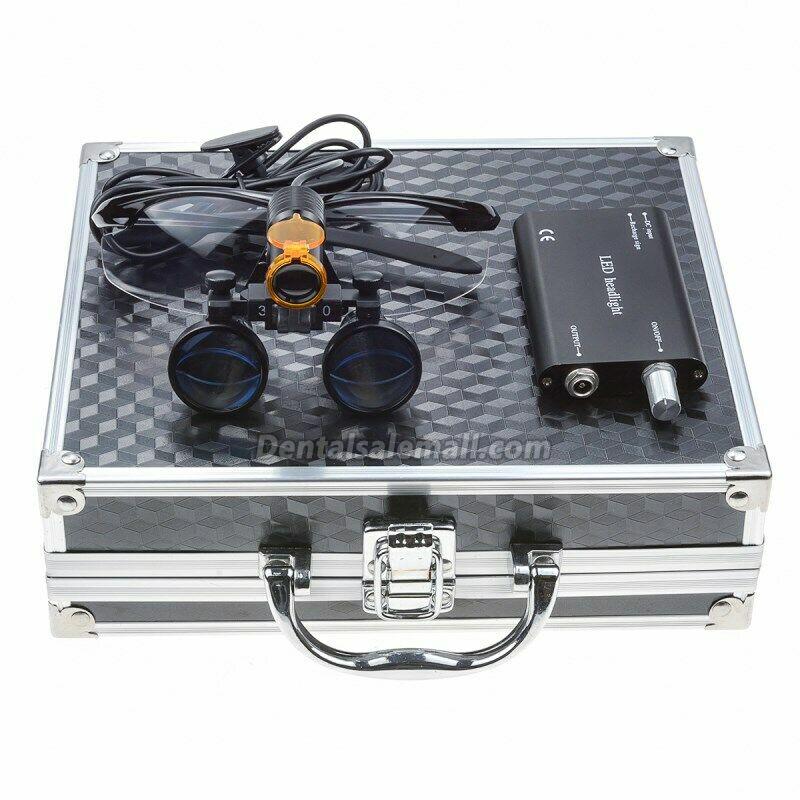Dental 3.5X Binocular Loupes with 5W LED Head Light W/ Filter and Aluminum Box image 3