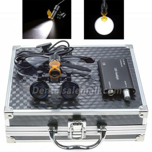 Dental 3.5X Binocular Loupes with 5W LED Head Light W/ Filter and Aluminum Box image 2