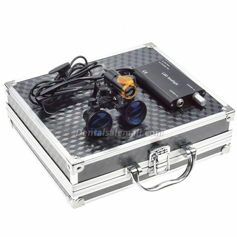 Dental 3.5X Binocular Loupes with 5W LED Head Light W/ Filter and Aluminum Box image 4
