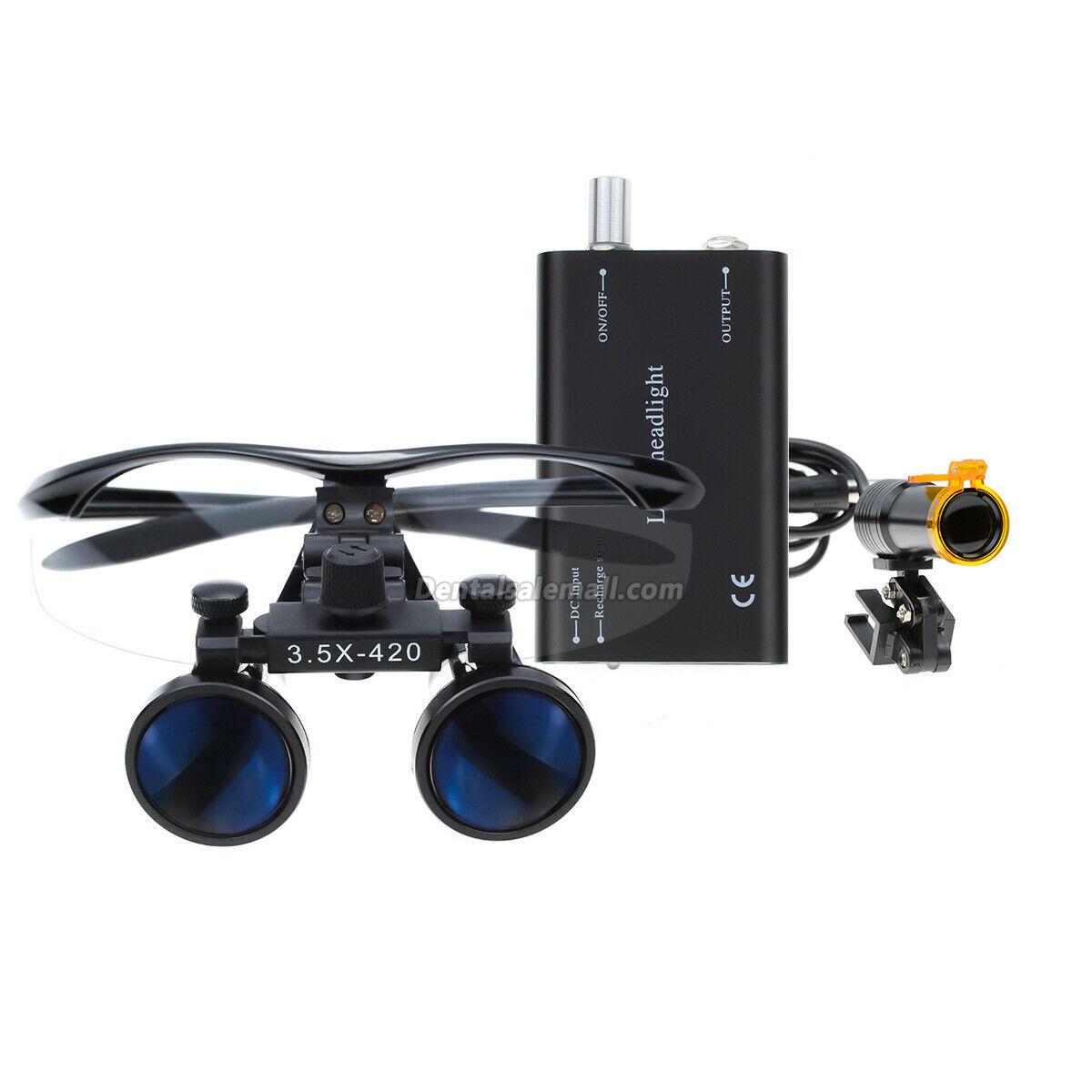 Dental 3.5X Binocular Loupes with 5W LED Head Light W/ Filter and Aluminum Box image 11