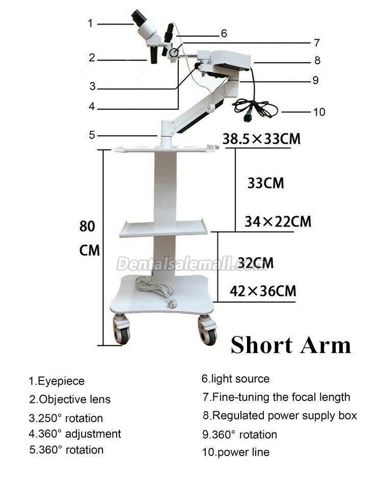 Professional Dental Surgical Microscope Operating Loupe with 5W LED Light＆Trolley Cart Unit image 12