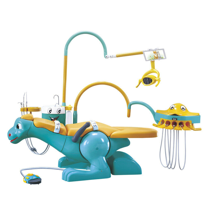 A8000-IIA Pediatric Professional Dental Unit Chair Lovely Dinosaur Chair for Children with 2 Dentist Stools image 2