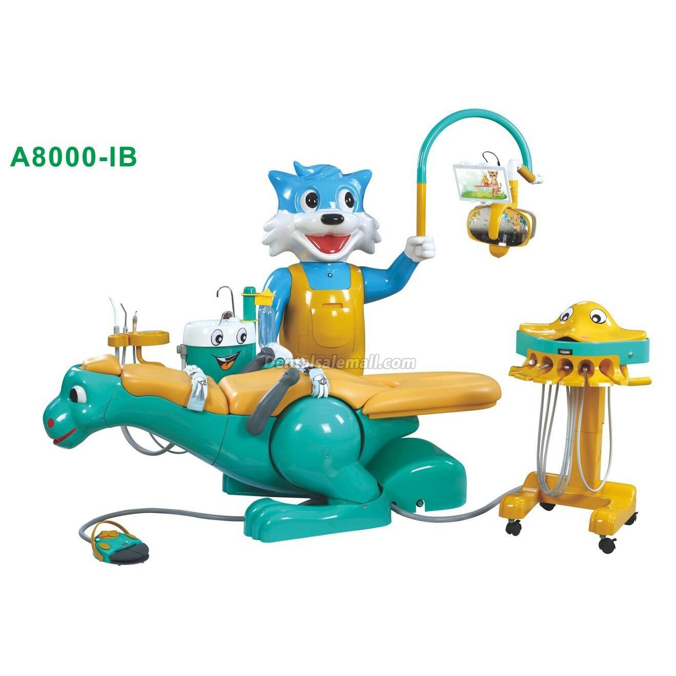 A8000-IB Pediatric Professional Dental Chair Children Dental Unit with Dinosaur Chair &Smiling Cat Side Box image 2