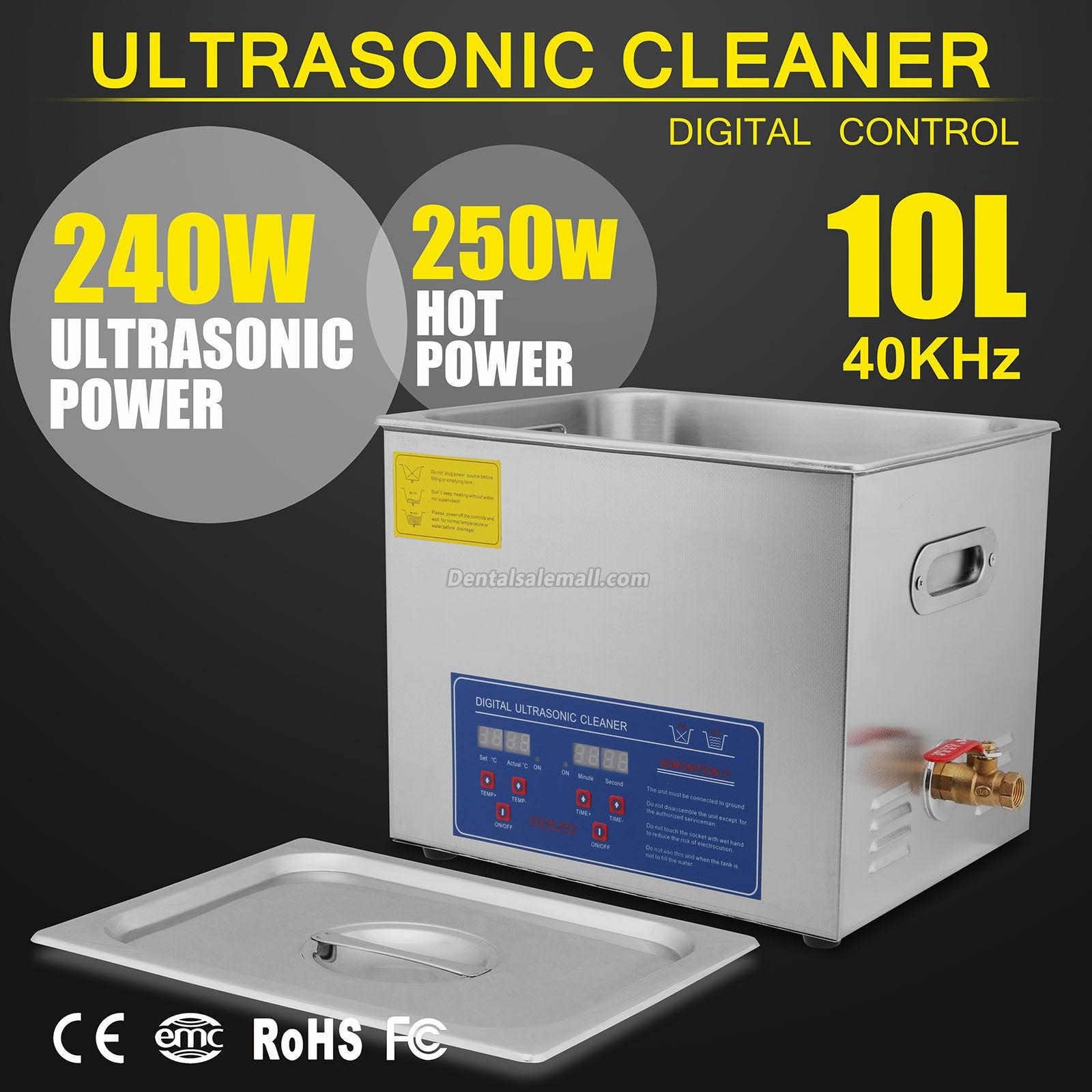 10L Industry Heated Ultrasonic Cleaner Heater W/Timer Stainless Steel for Professional Use image 2