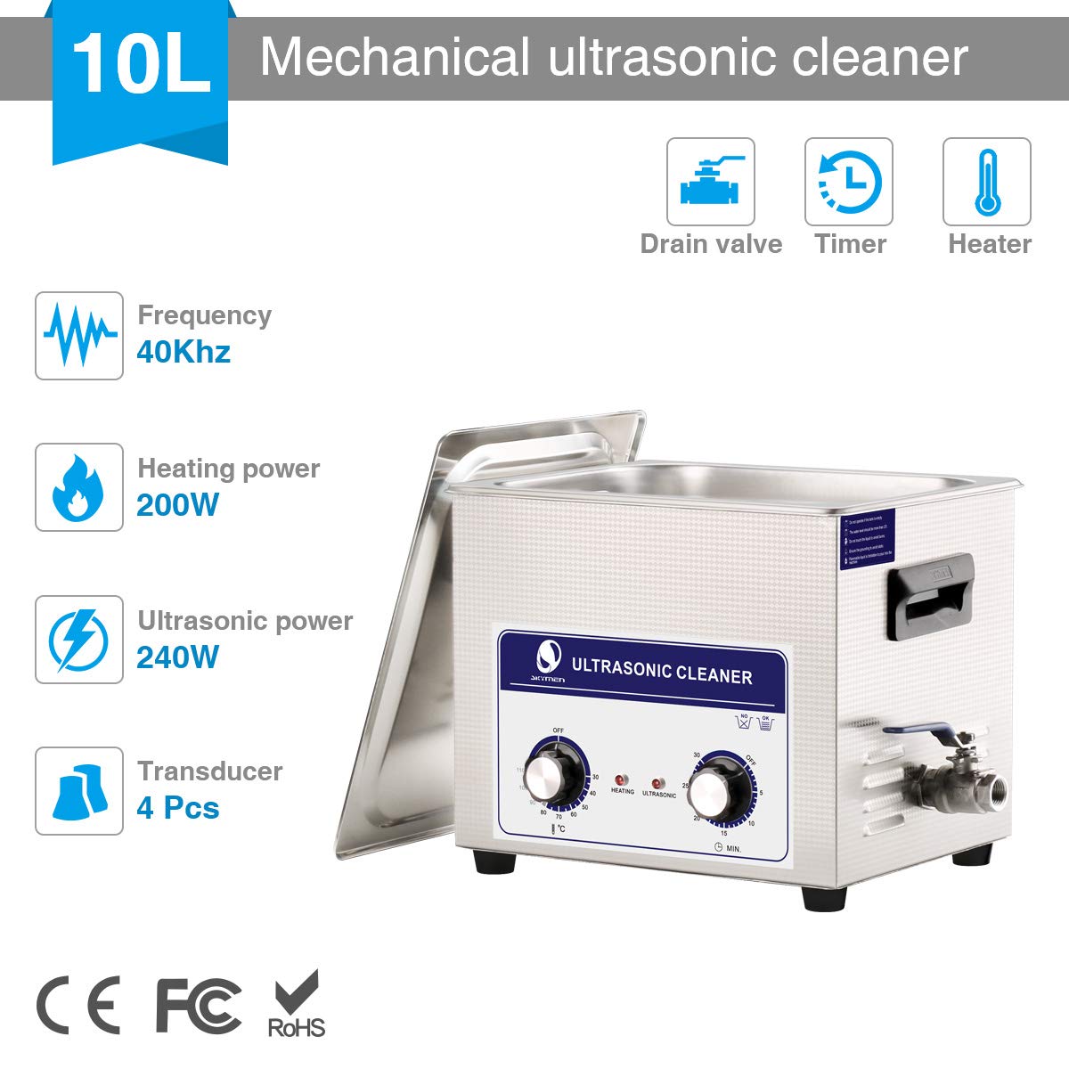 10L Stainless Industry Ultrasonic Cleaner Jewelry Tableware Watch JP-040S for Professional Use image 4