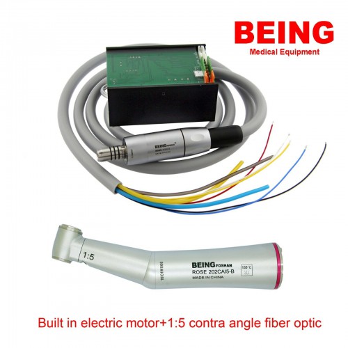 Being Professional Dental Built in Electric Motor LED 1:5 Contra-Angle Fiber-Optic Handpiece image 1