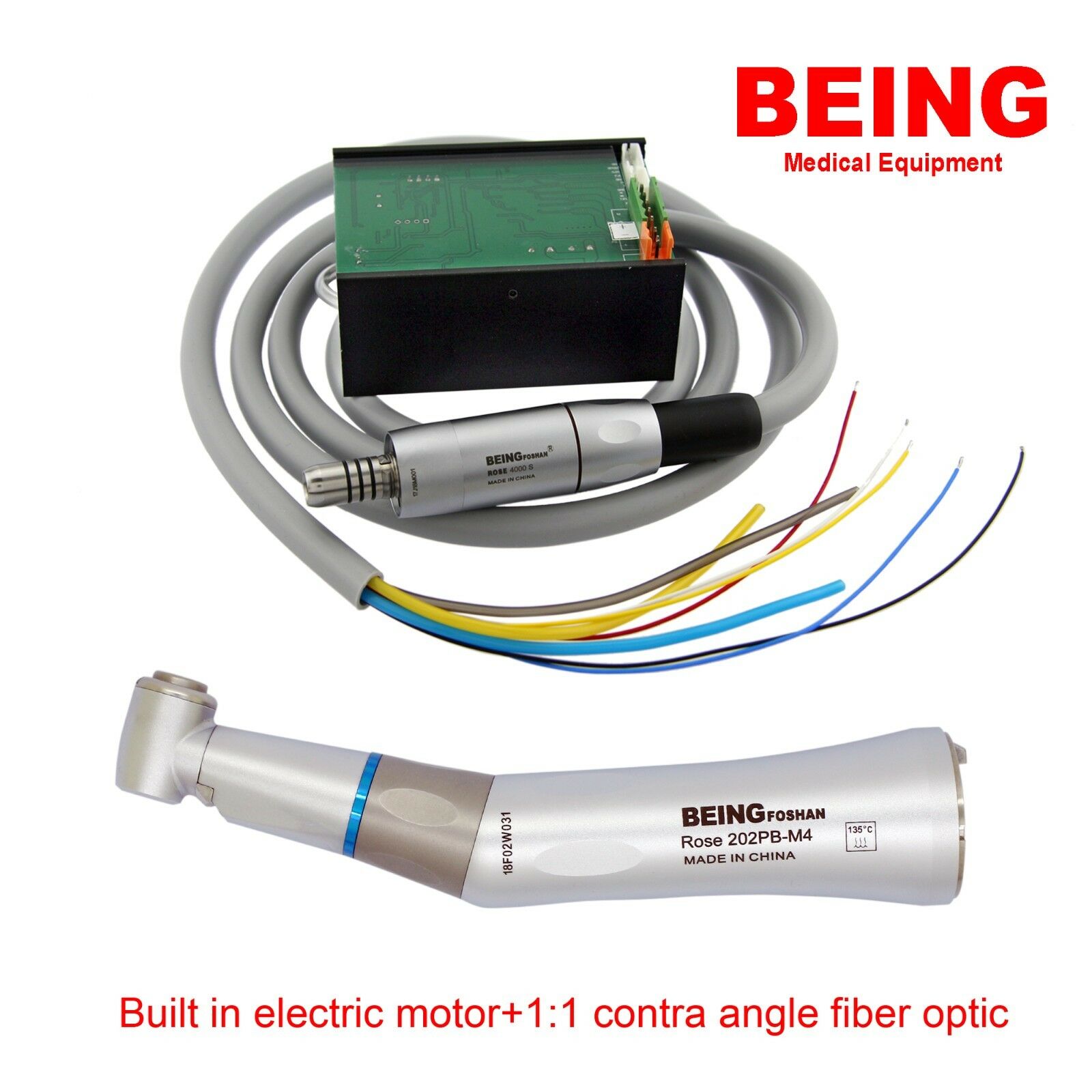 Being Dental Electric Motor LED with 1:1 Contra-Angle Fiber-Optic Handpiece image 2