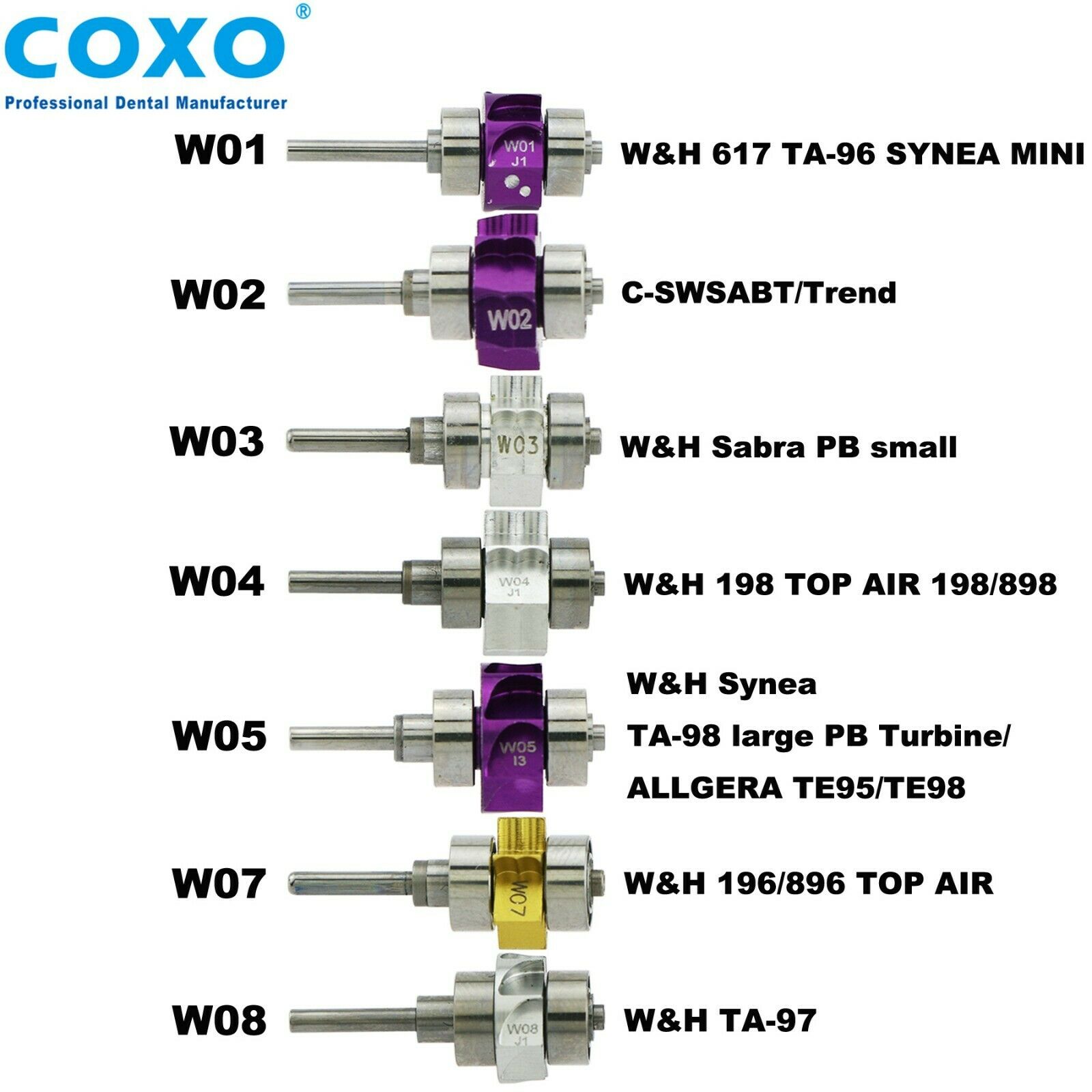 COXO Professional Dental Replacement Rotor for W&H High-Speed Turbine Handpiece image 2