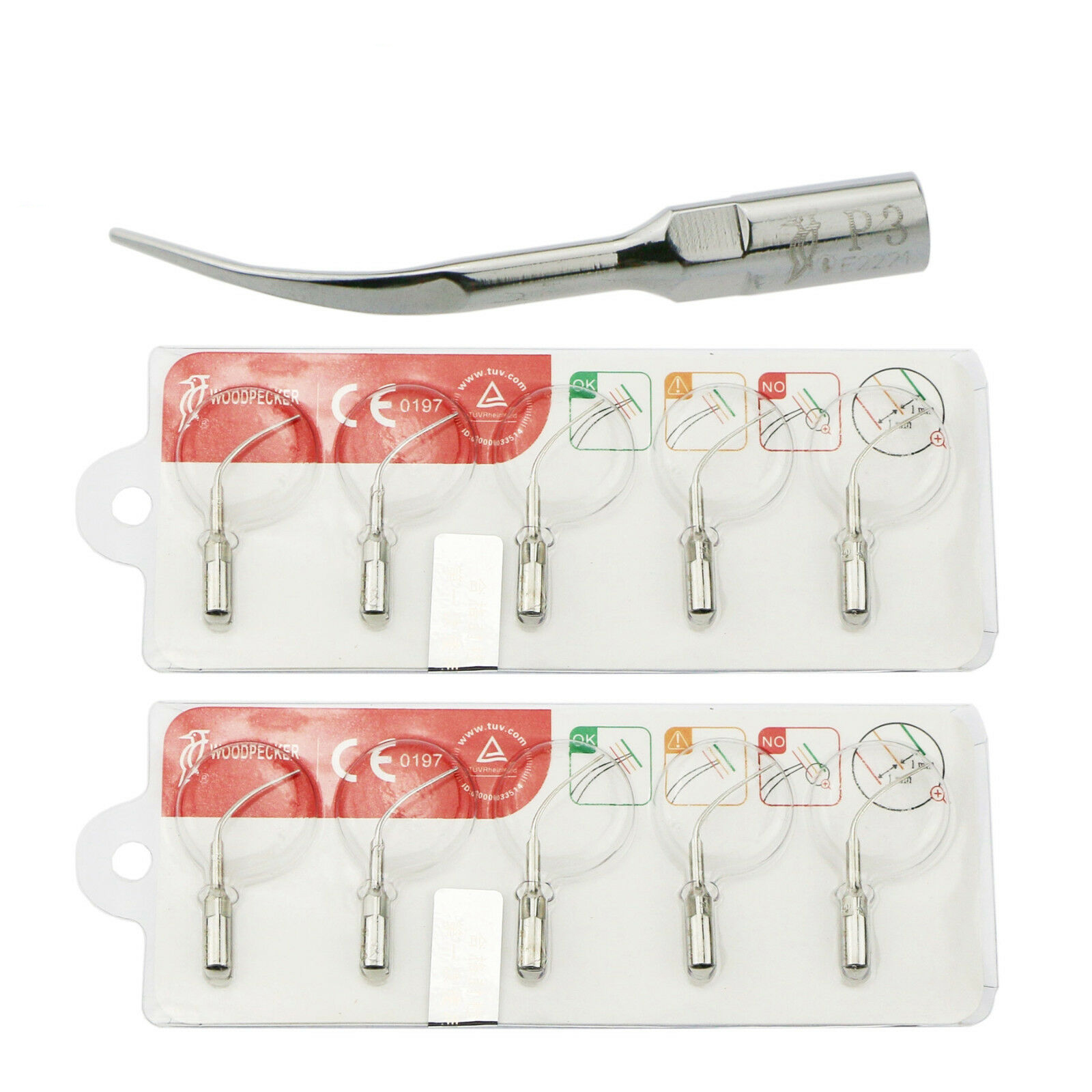10-Piece Woodpecker Dental Ultrasonic Scaler Periodontal Scaling Tip P3, Compatible with EMS UDS image 3