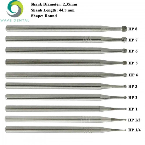 5-Pack/25-Piece Wave Dental Carbide Burs Round for Straight Handpiece HP1/4 1 2 3 5 6 8 10 image 1