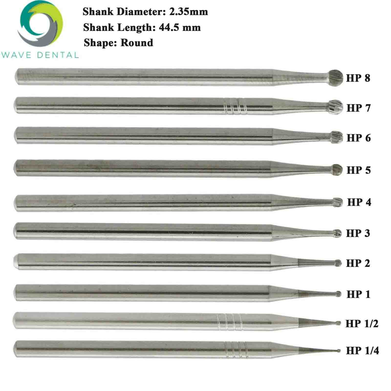 5-Pack/25-Piece Wave Dental Carbide Burs Round for Straight Handpiece HP1/4 1 2 3 5 6 8 10 image 2
