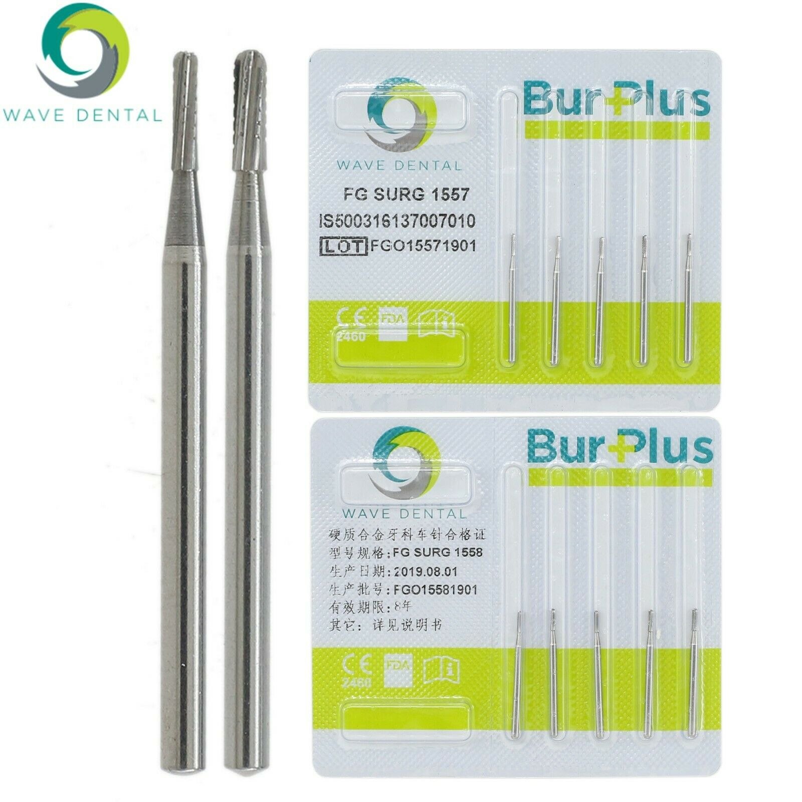 5-Pack Wave Dental Carbide Surgical Bur High-Speed Handpiece FG SURG 1557 1558 image 2