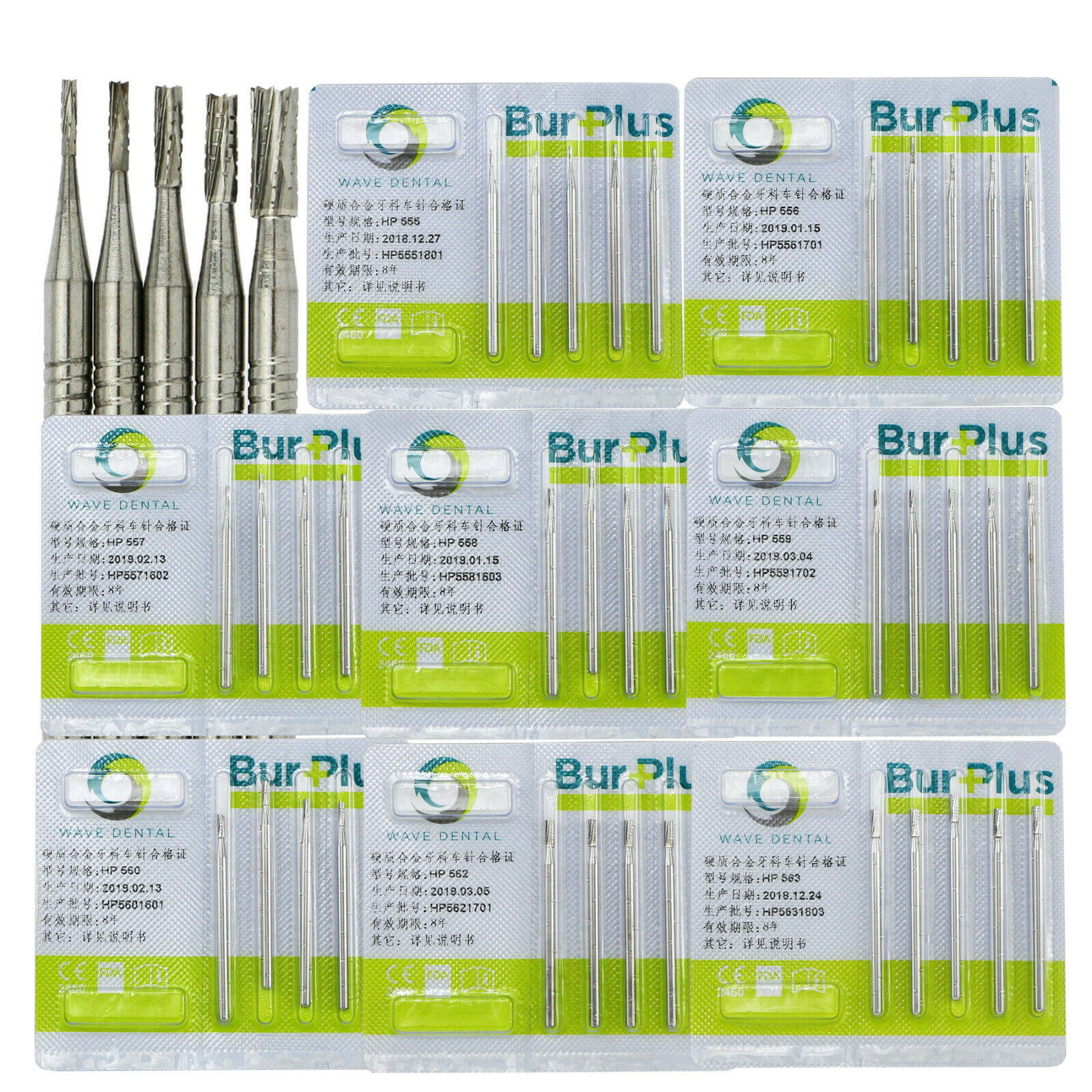 5-Pack Wave Dental Low-Speed Straight Flat End Crosscut Carbide Burs HP 555 556 560 563 image 2