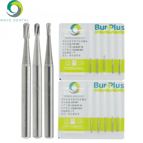 5-Pack/ 25-Piece Wave Dental Tungsten Carbide Bur Crown Removal Midwest Pear FG 330 331 332 image 1