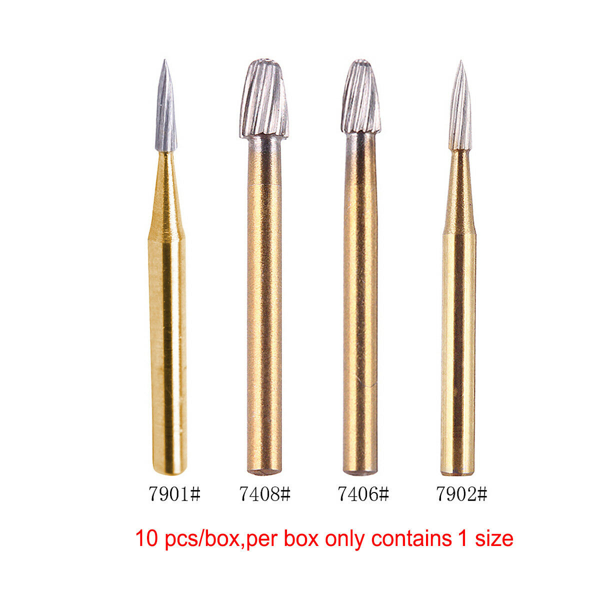 50-Piece/5-Pack Dental High-Speed Handpuiece Burs Tungsten Carbide Titanium Coated FG 7406 7408 7901 7902 image 2